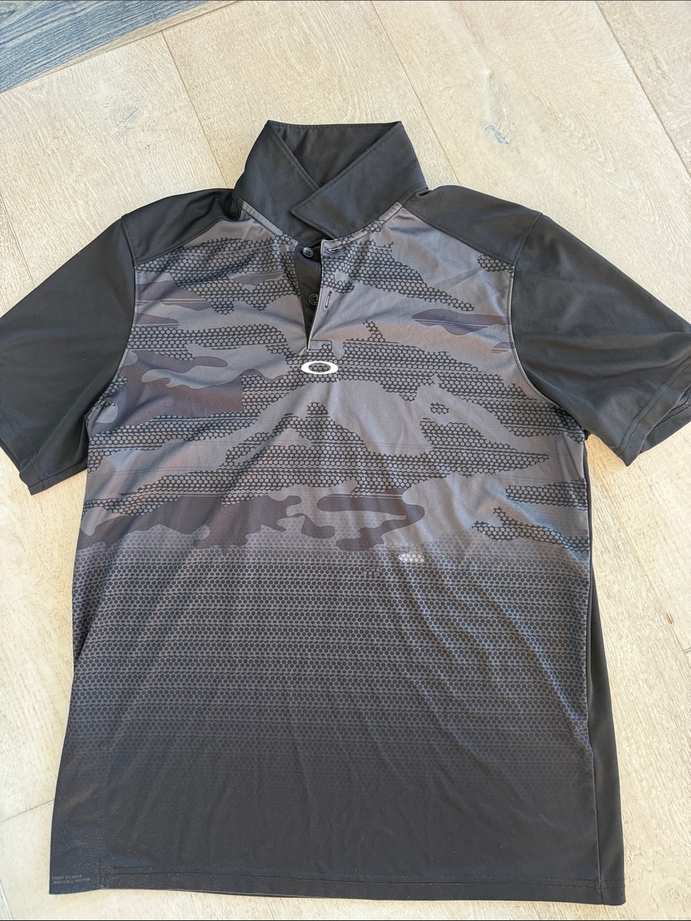 Oakley Black Grey Camo Tech Polo